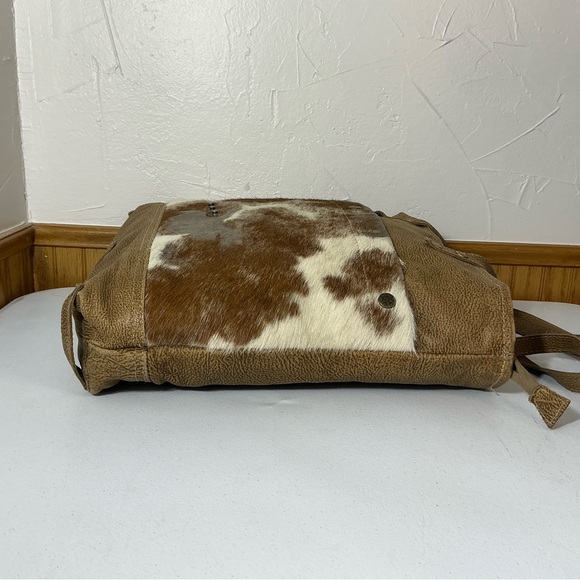 Myra Hair On Cowhide Leather Purse Western Bag Tote Cowgirl Double Handle - Picture 6 of 13